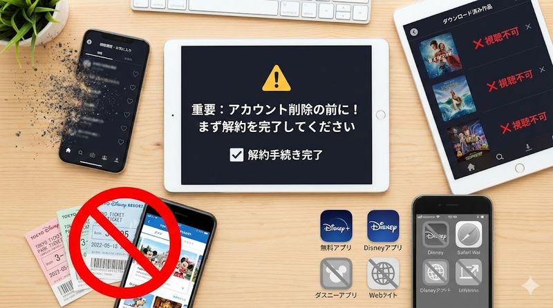4.ディズニープラスアカウント削除時の注意点