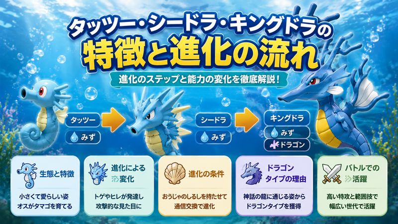 2.タッツー・シードラ・キングドラの特徴と進化の流れ